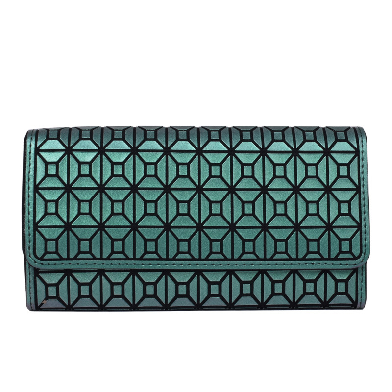 Damen Handy-Geldbörse im Langformat ⎜ Dreifach faltbare Brieftasche mit geometrischem Muster und Kartenfächern
