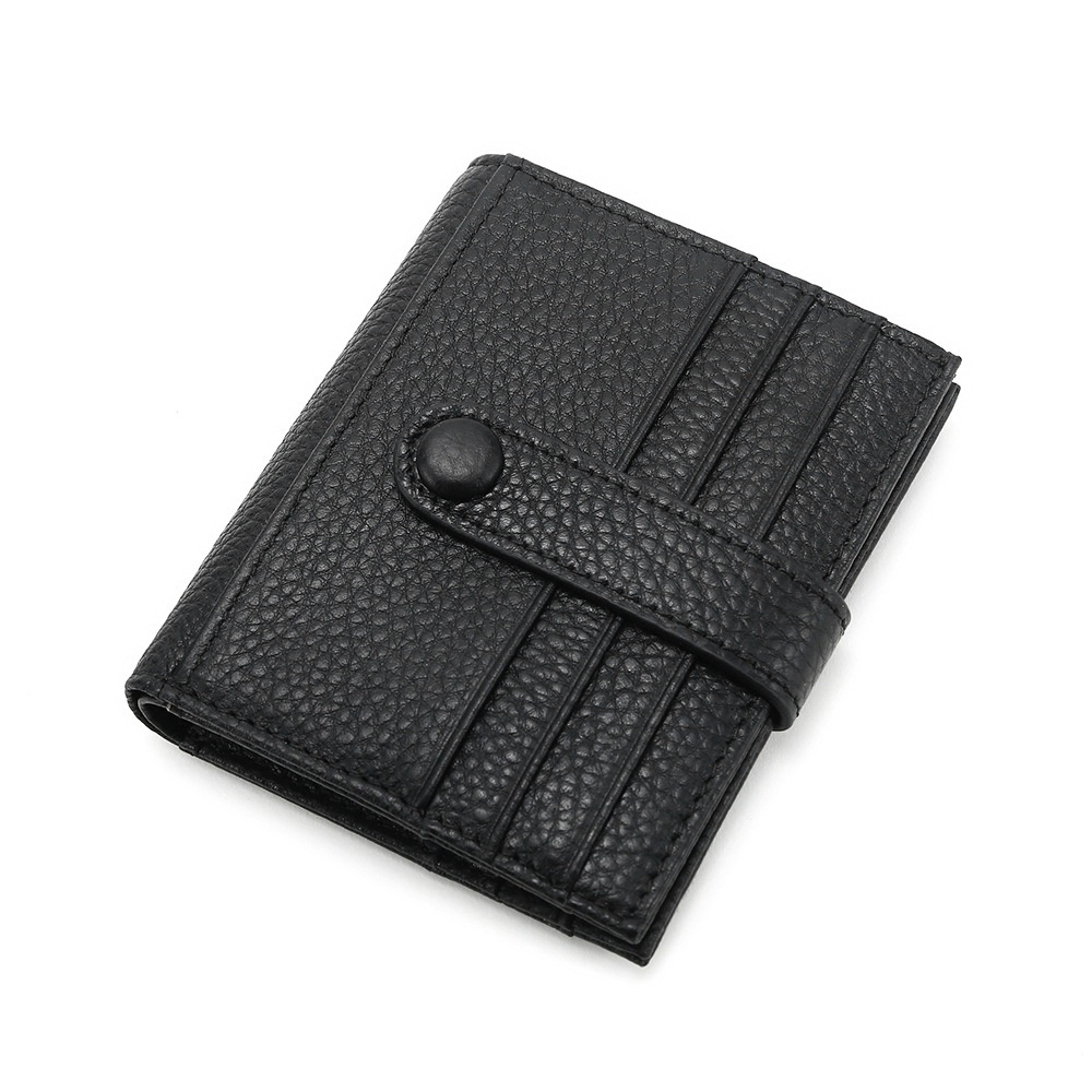 Damen Mini-Geldbörse aus Leder ⎜ Kompakte Brieftasche mit Druckknopf und praktischen Kartenfächern