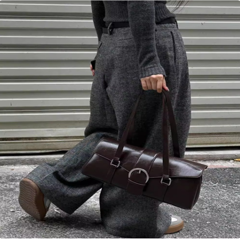Damen Schultertasche Mit Schnallendetail ⎜ Elegante Handtasche In Zylinderform Für Alltag Und Ausgehen