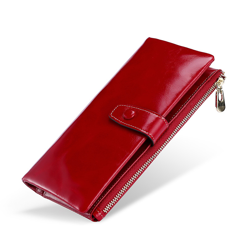 Damen Geldbörse aus Echtleder ⎜ Lange Brieftasche mit vielen Kartenfächern und Reißverschluss für Münzen