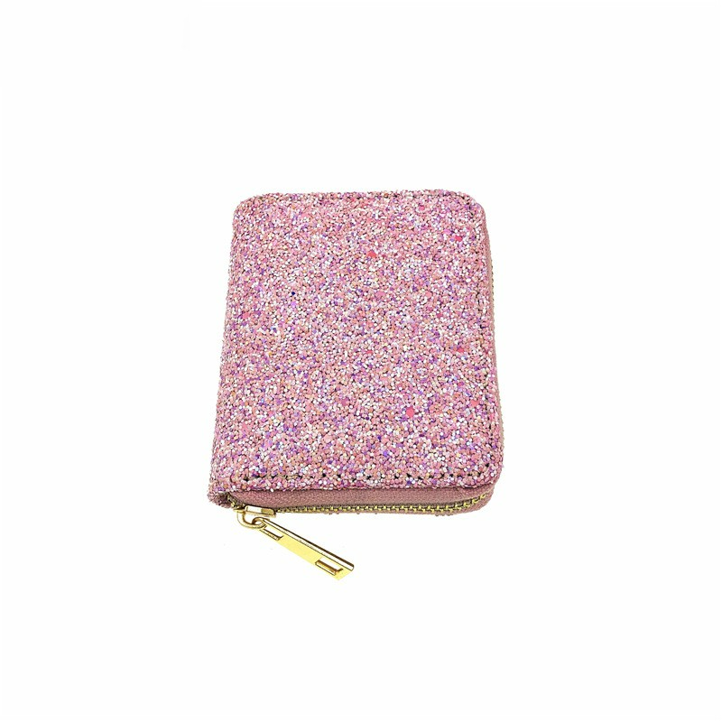 Damen Geldbörse aus Glitzer-Kunstleder ⎜ Bunte Reißverschluss-Brieftasche für Alltag und stilvolle Auftritte
