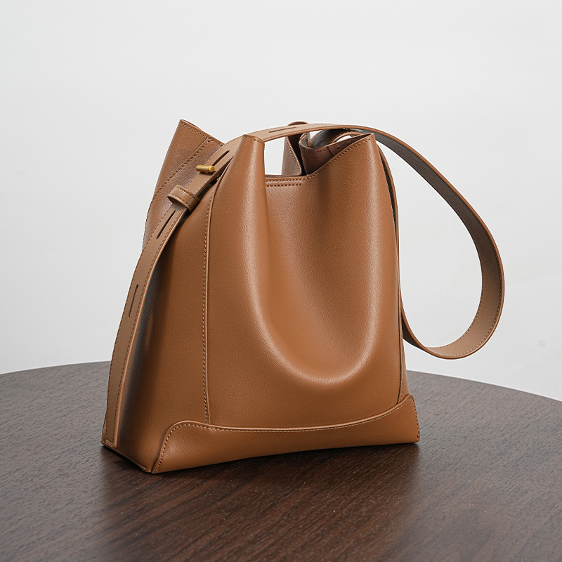 Damen Schultertasche Aus Leder ⎜ Geräumige Bucket Bag Mit Verstellbarem Trageriemen
