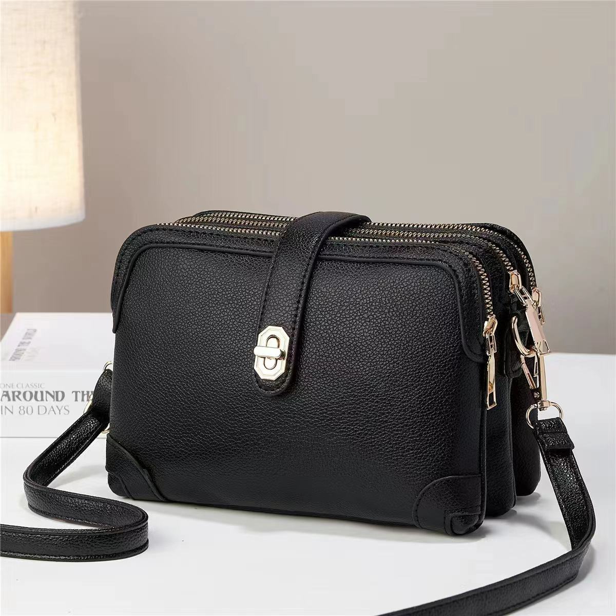 Umhängetasche für Damen ⎜ Kompakte Ledertasche mit Mehrfachfächern und sicherem Verschluss