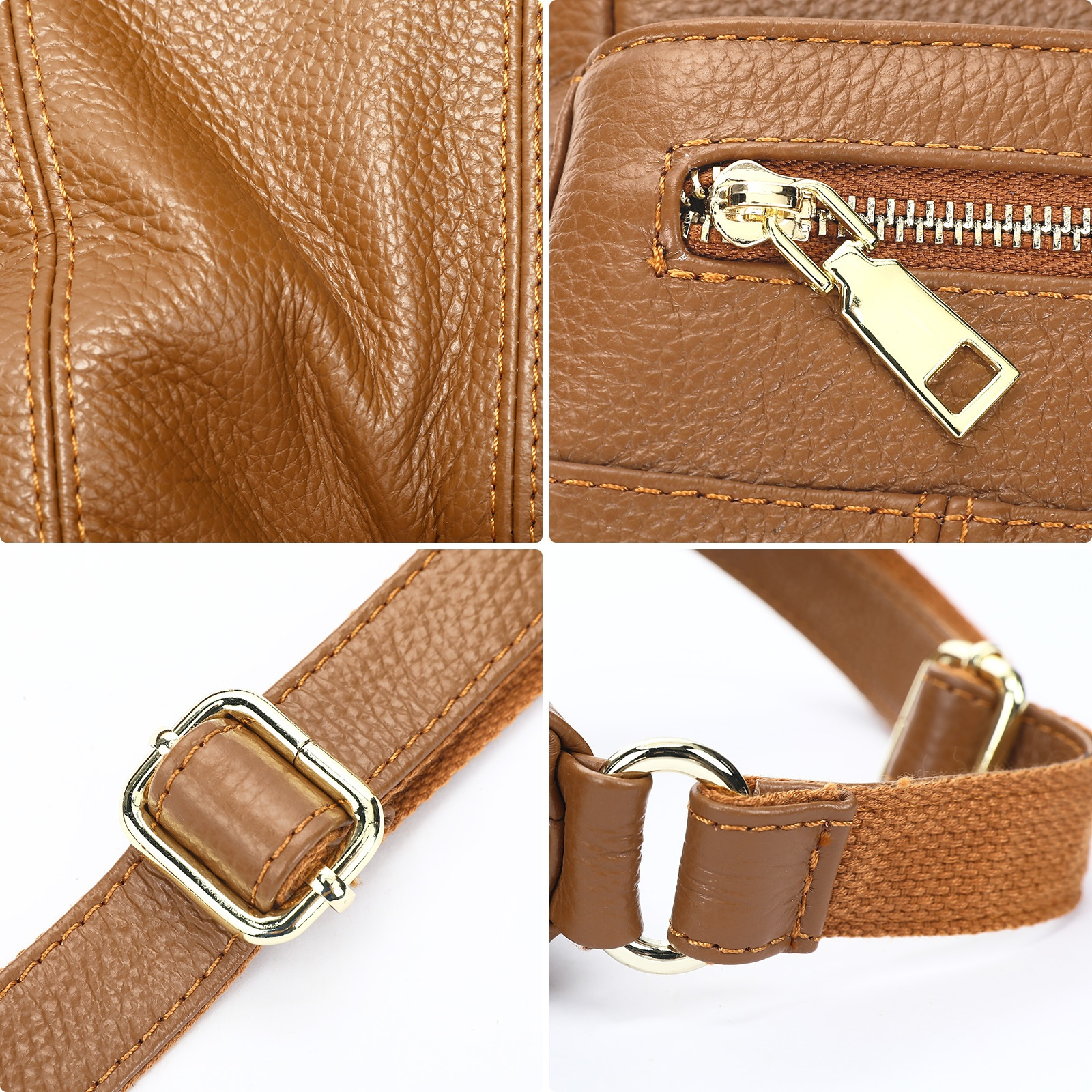 Umhängetasche aus Echtleder für Damen ⎜ Kompakte Schultertasche mit Reißverschlussfach für Alltag und Ausflüge