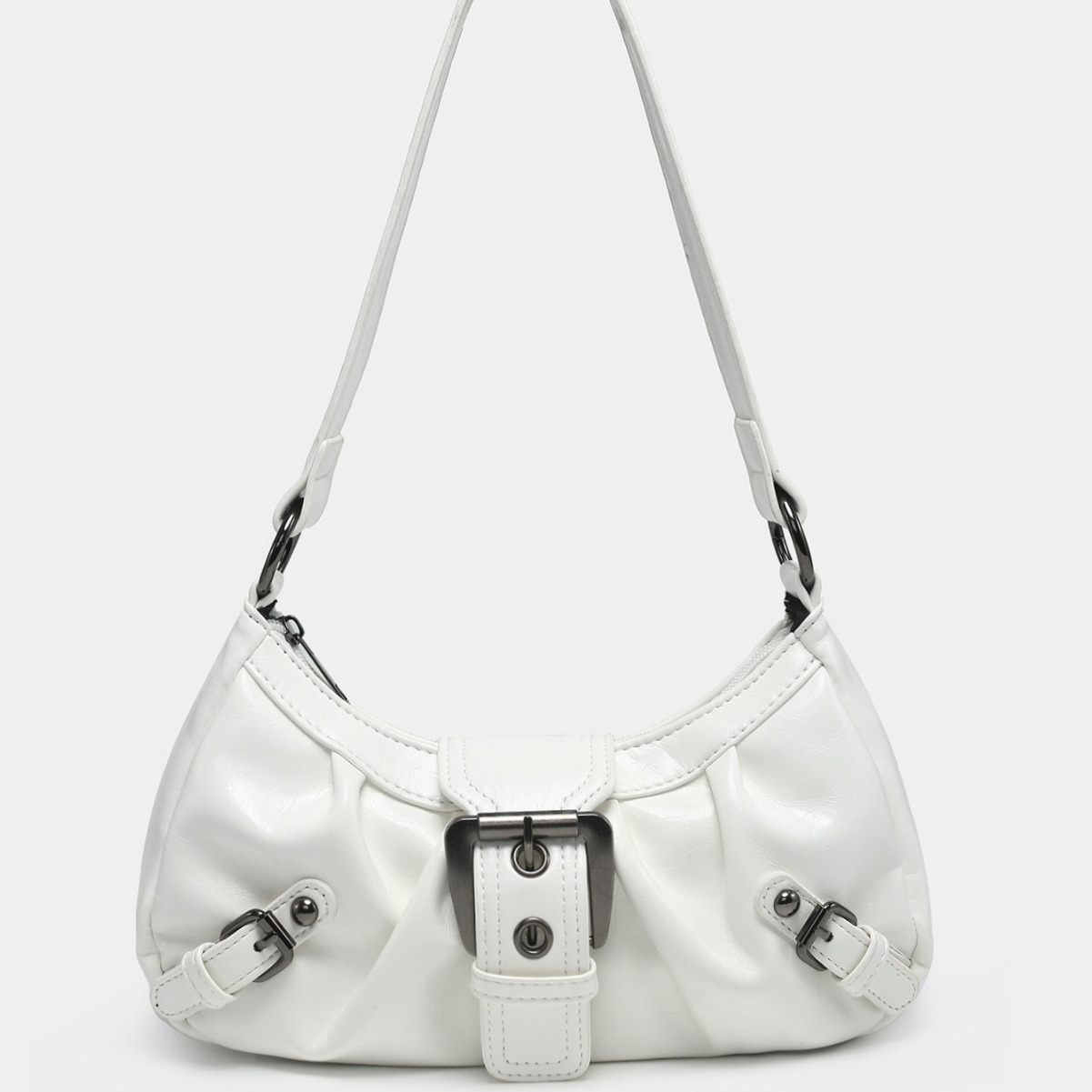 Damen Schultertasche Aus Vintage-Leder ⎜ Zweifarbige Optik Mit Modischem Schnallenverschluss