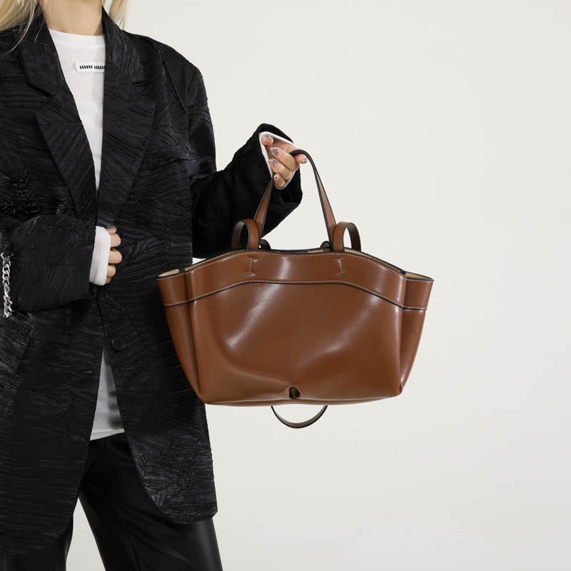 Damen Tragetasche Aus Lederoptik ⎜ Modische Große Handtasche Mit Langen Henkeln Für Büro Und Alltag