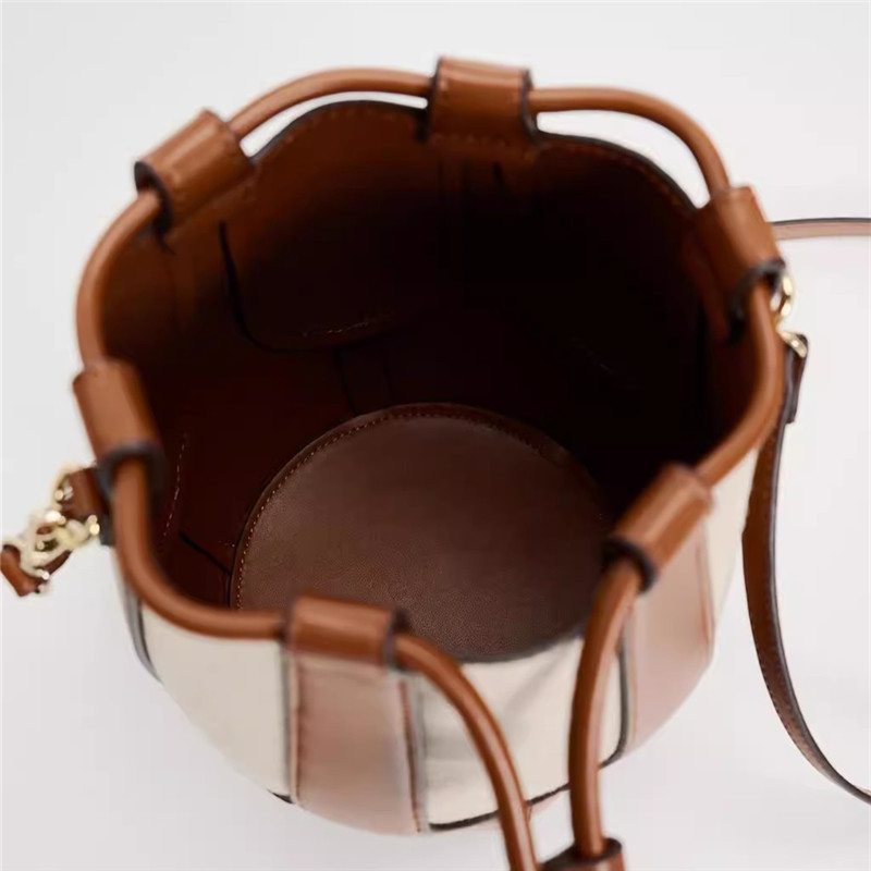 Damen Umhängetasche im Bucket-Stil ⎜ Modische Canvas-Tasche mit Kordelzug und verstellbarem Schulterriemen