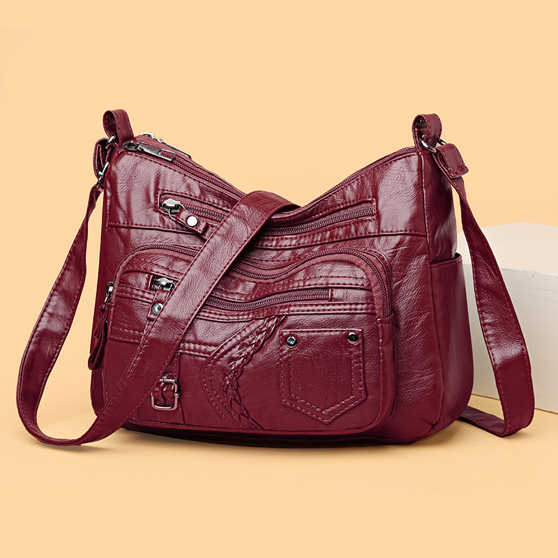 Umhängetasche für Damen ⎜ Geräumige Schultertasche mit dekorativen Details und mehreren Reißverschlussfächern