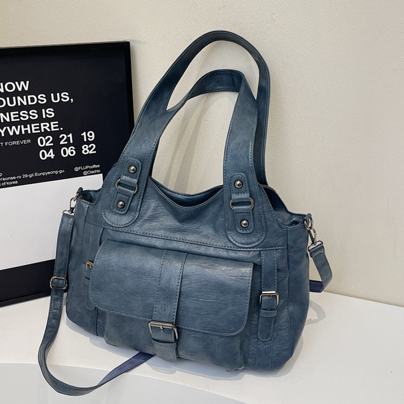 Damen Schultertasche ⎜ Geräumige Alltagstasche mit Frontfach und Doppeltem Tragegriff