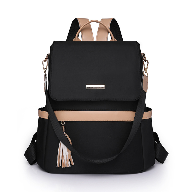 Damen Rucksack mit Quaste ⎜ Stylischer Tagesrucksack in Retro-Optik mit Fronttasche für Alltag und Freizeit