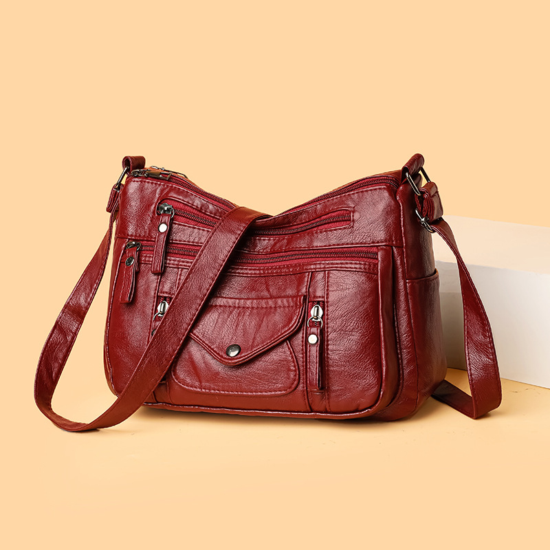 Schultertasche für Damen ⎜ Weiche Umhängetasche aus Kunstleder mit großem Stauraum und praktischen Außentaschen