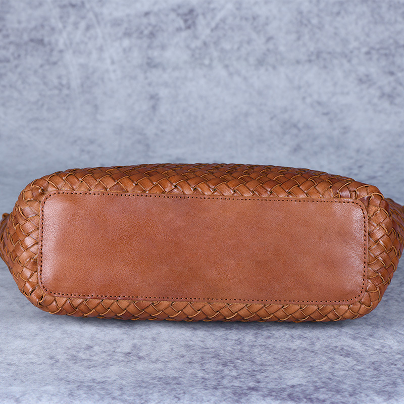 Damen Handtasche im Flechtstil ⎜ Robuste Tragetasche aus Lederoptik für Alltag und Freizeit