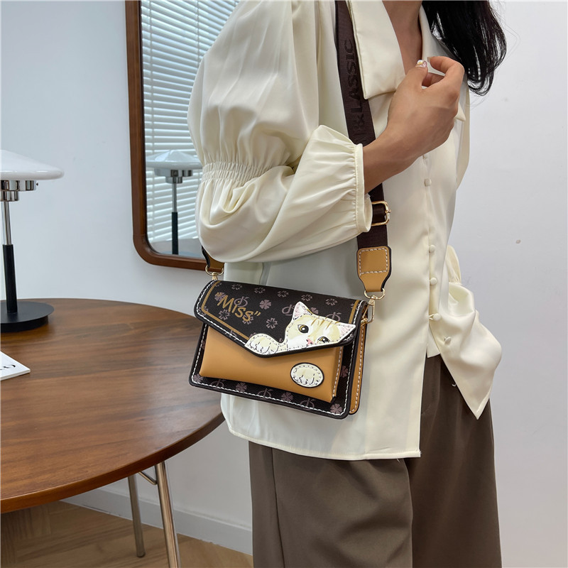 Umhängetasche für Damen ⎜ Kreative Handtasche mit süßem Katzenmotiv und verstellbarem Schultergurt