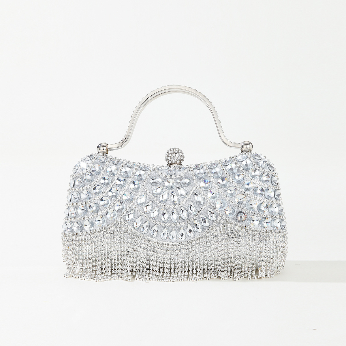 Clutch für Damen ⎜ Elegante Abendtasche mit Strass und funkelndem Fransen-Design