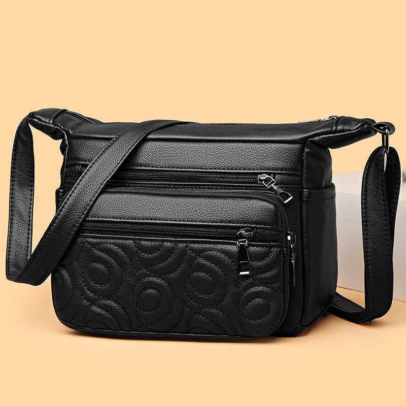 Umhängetasche für Damen ⎜ Modische Schultertasche mit Prägung und mehreren Fächern für Alltag und Freizeit