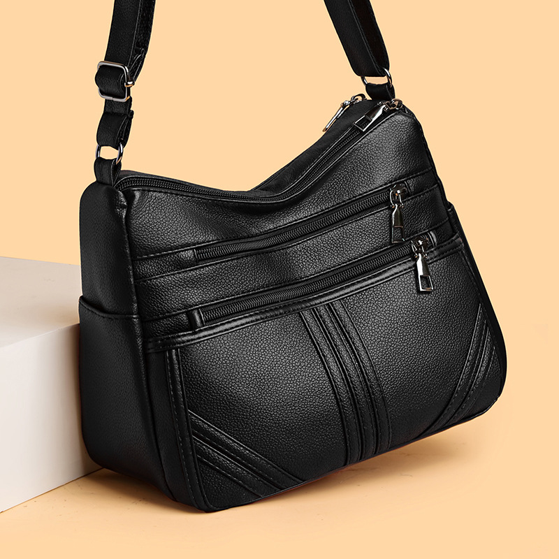 Umhängetasche für Damen ⎜ Weiche Schultertasche mit Reißverschlüssen und Strukturmuster für Alltag und jedes Alter