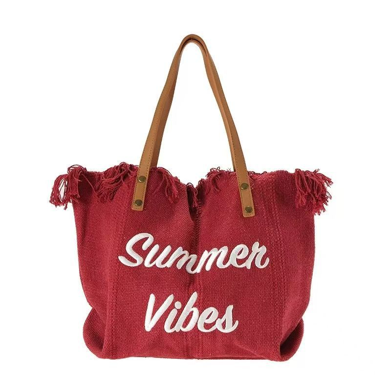 Strandtasche für Damen ⎜ Leichte Sommertasche mit Fransen und viel Stauraum