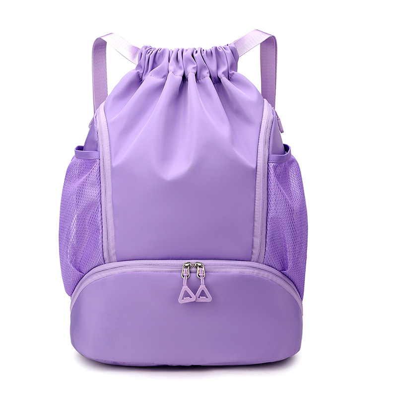 Sportbeutel für Damen ⎜ Leichter Kordelzug-Rucksack aus Oxford-Gewebe mit Seitentaschen für Outdoor