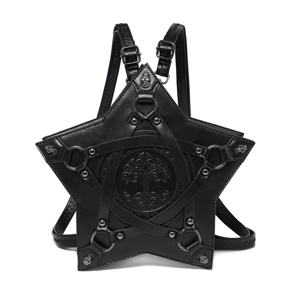 Damen Schultertasche im Gothic Stil ⎜ Auffällige Umhängetasche mit Prägung für Alltag und Festival-Look