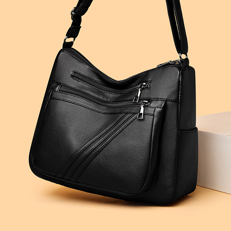Schultertasche für Damen ⎜ Vielseitige Umhängetasche aus Kunstleder mit großem Hauptfach und Reißverschlusstaschen