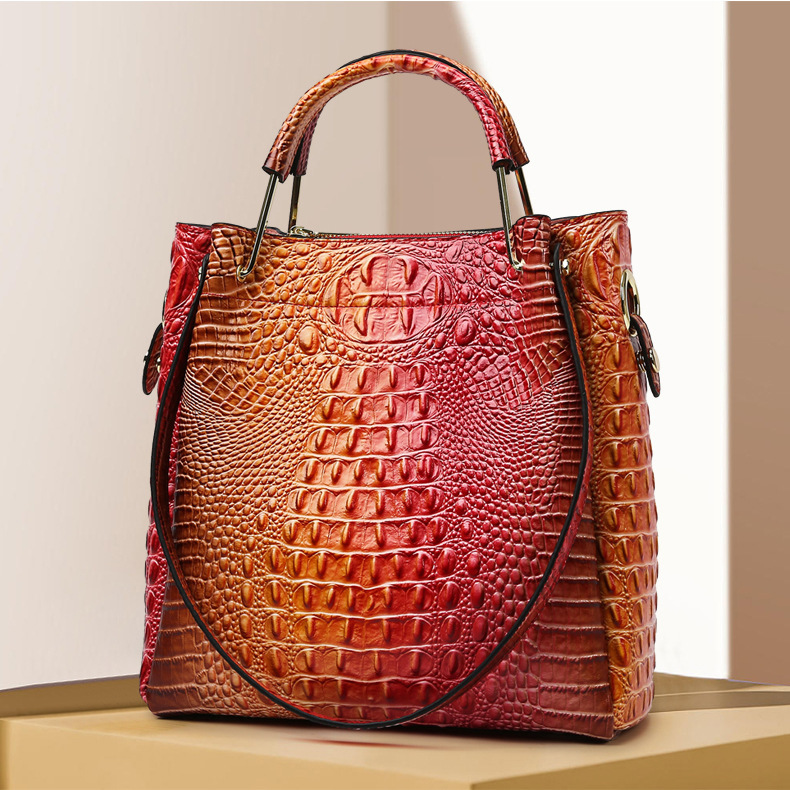 Damen Handtasche im Vintage-Stil ⎜ Große Tragetasche mit geprägtem Muster für Alltag, Büro und Shopping