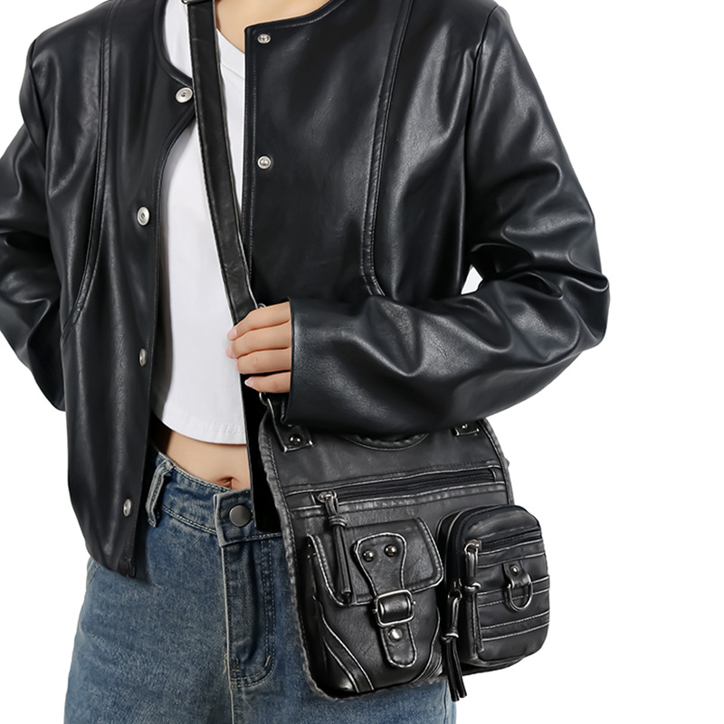 Damen Schultertasche ⎜ Retro Stil mit Viel Stauraum und Praktischen Taschen