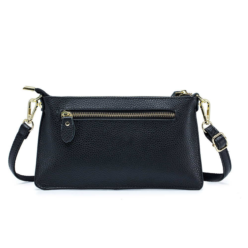 Clutch Tasche für Damen ⎜ Schlichte Umhängetasche aus Leder mit abnehmbarem Riemen für Alltag und Abend