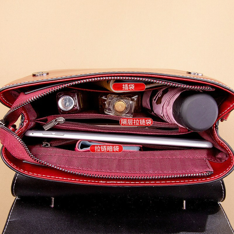 Damen Handtasche aus Leder ⎜ Elegante Umhängetasche mit Strukturierter Oberfläche und Modernem Tragegriff