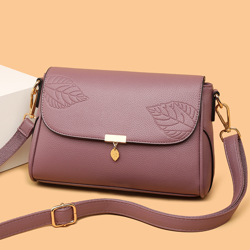 Elegante Umhängetasche für Damen ⎜ Stilvolle Tasche mit Blatt-Design und goldenen Akzenten