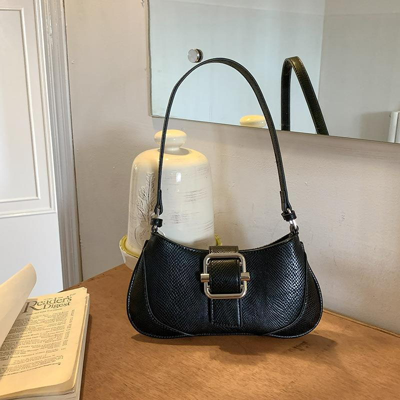 Baguette Tasche für Damen ⎜ Retro Design mit hochwertigem Nähmuster und praktischer Schultertragefunktion