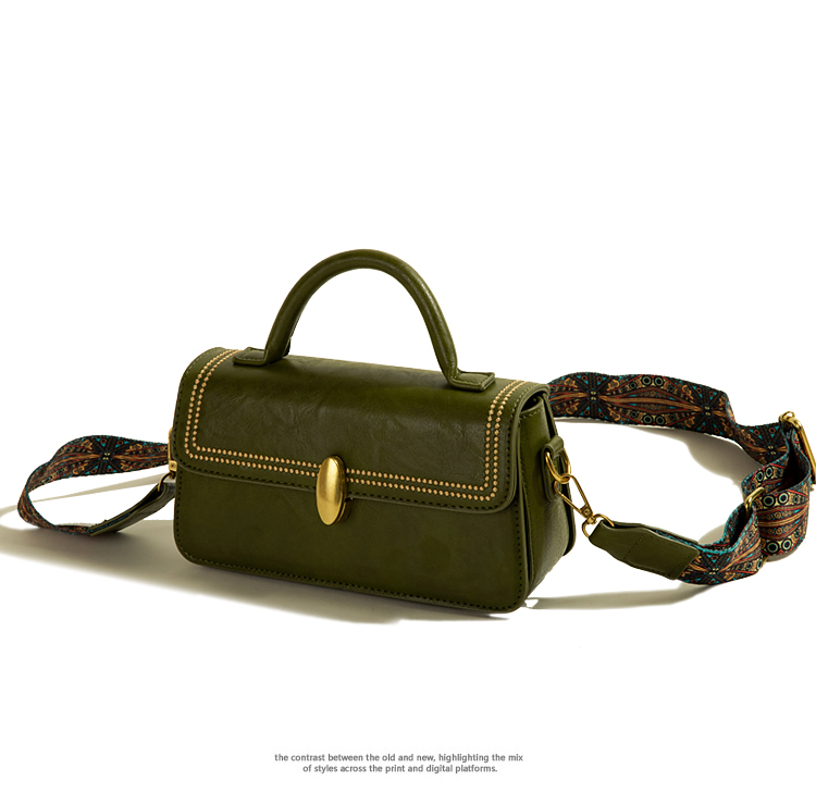Umhängetasche mit Retro-Optik ⎜ Hochwertige Schultertasche für Damen mit Breitem Riemen und Stilvollem Verschluss