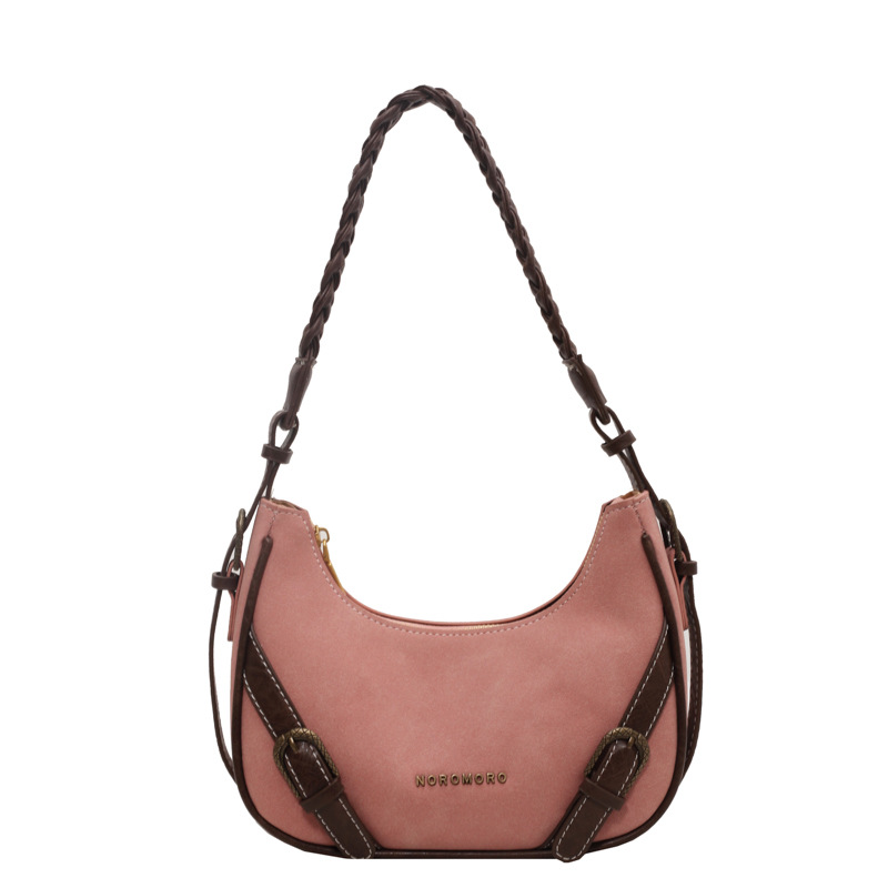 Baguette Schultertasche für Damen ⎜ Retro-Design mit kurzem Trageriemen und stilvollen Schnallendetails
