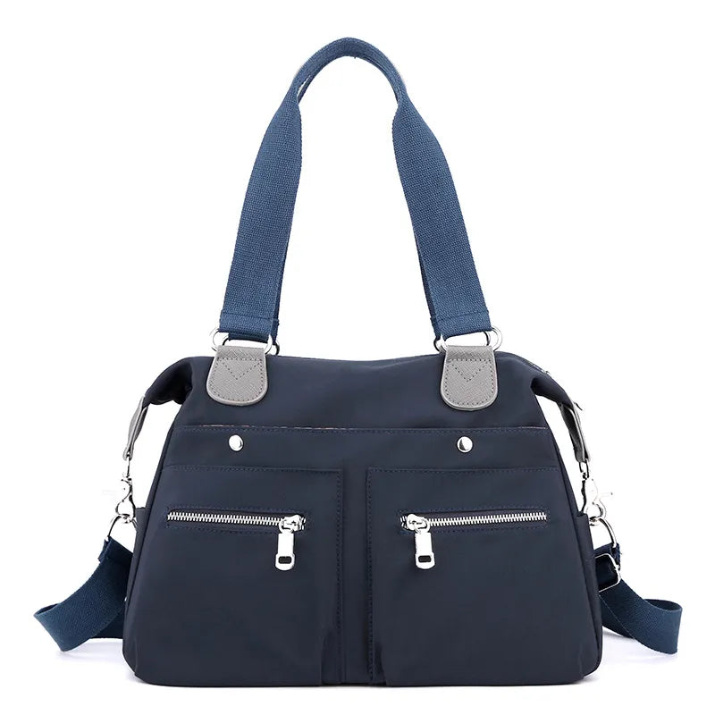 Schultertasche für Damen ⎜ Robuste Nylon-Tasche mit Reißverschlussfächern und verstellbarem Gurt für Alltag und Reisen