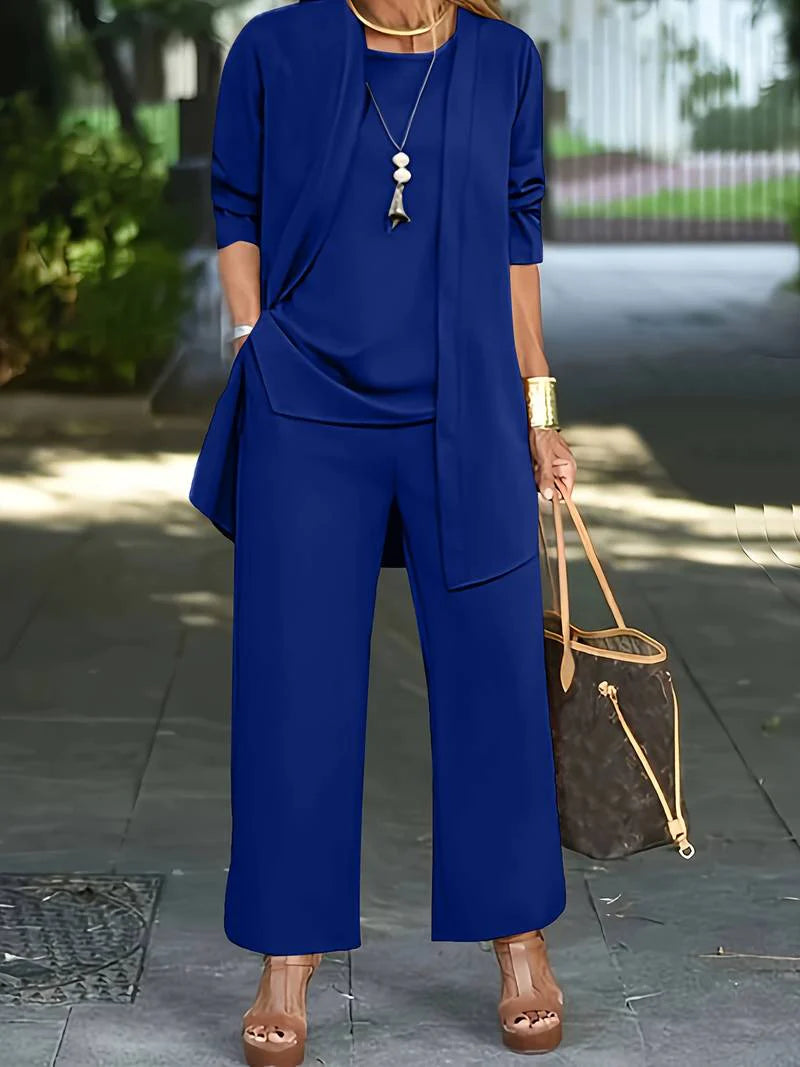 Danna - Lässiges Dreiteiliges Set Aus Strickjacke Und Langer Hose