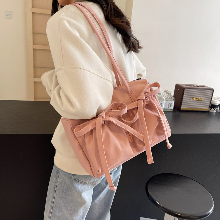 Shopper Tasche für Damen ⎜ Geräumige Schultertasche mit Schleifendetail und Reißverschluss für Alltag und Freizeit