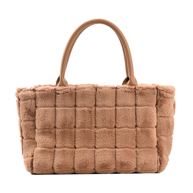 Handtasche im Karomuster ⎜ Weiche Tragetasche für Damen aus Plüsch mit Schleifendetail und Kurzgriff