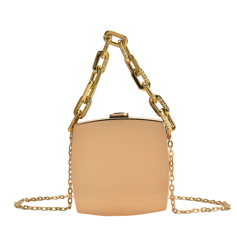 Abendtasche für Damen ⎜ Elegante Box-Tasche mit Gliederkette und glänzender Hartschale für besondere Anlässe