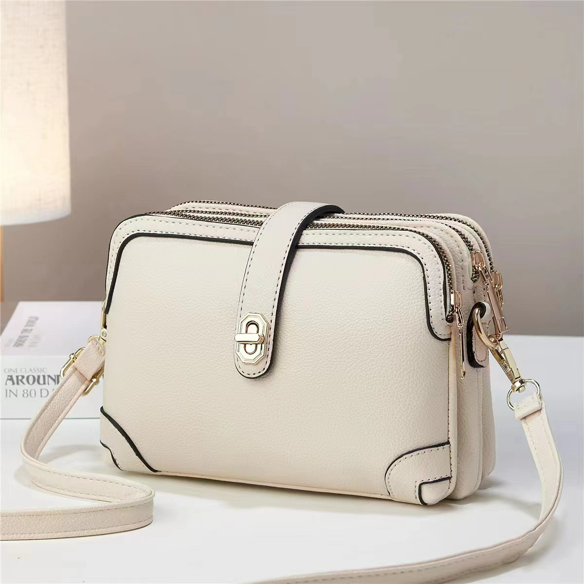 Umhängetasche für Damen ⎜ Kompakte Ledertasche mit Mehrfachfächern und sicherem Verschluss