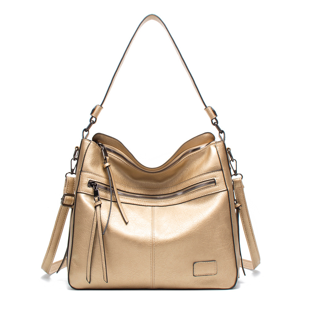 Schultertasche mit Reißverschluss ⎜ Modische Umhängetasche für Damen mit Kleiner Extra-Tasche und Riemen