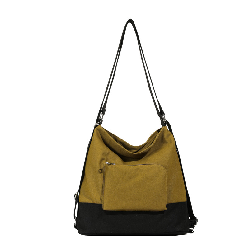 Umhängetasche für Damen ⎜ Leichte Canvas-Schultertasche im Zweiton-Design mit Fronttasche für Reisen und Alltag