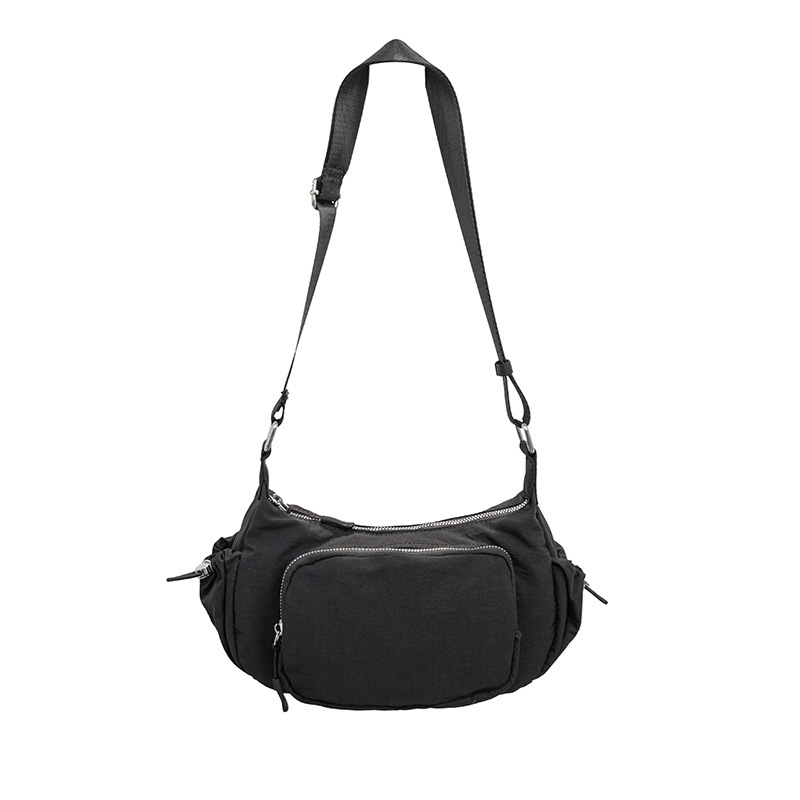 Nylon Umhängetasche für Damen ⎜ Lässige Schultertasche mit Reißverschluss und praktischen Außentaschen