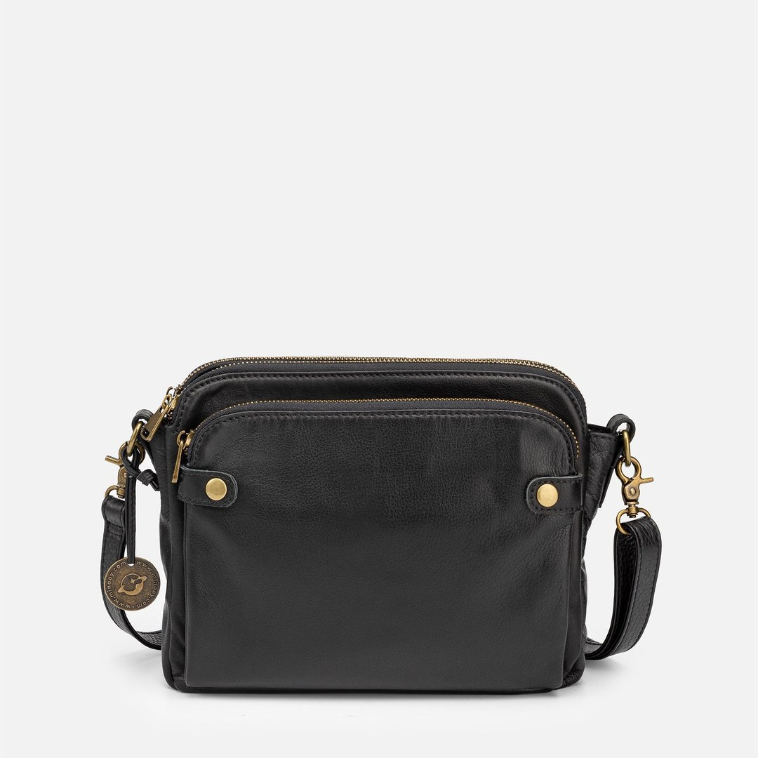 Damen Umhängetasche aus Leder ⎜ Retro Schultertasche mit drei Fächern für Alltag und Reisen