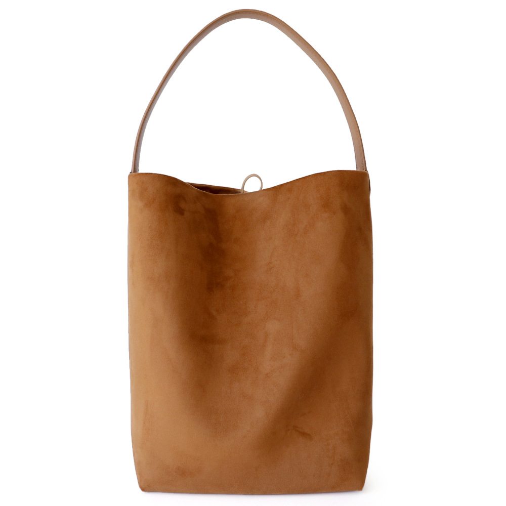Shopper Tasche für Damen ⎜ Geräumige Beuteltasche aus Wildleder mit schlichtem Design für Alltag und Freizeit