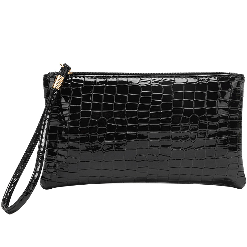 Damen Clutch Tasche mit Krokoprägung ⎜ Elegante Handtasche im Retro-Stil mit Reißverschluss und Handschlaufe