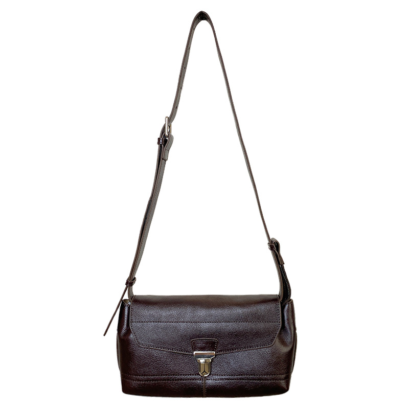 Umhängetasche für Damen ⎜ Klassische Schultertasche aus Leder mit Metallschließe für Alltag und Ausgehen