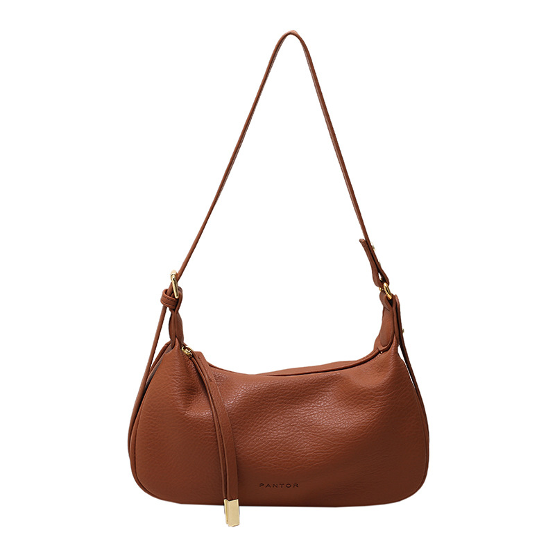 Schultertasche für Damen ⎜ Modische Halbmond-Bag aus Kunstleder mit Reißverschluss und kurzem Tragegriff