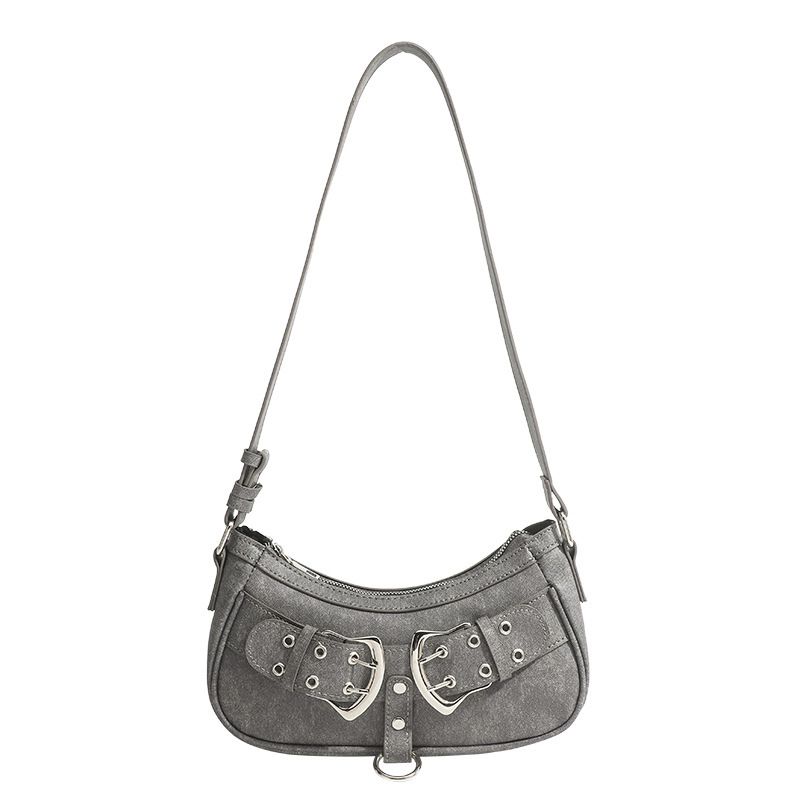 Schultertasche für Damen ⎜ Stylische Underarm-Bag im Retro-Look mit Metallschnallen für trendige Streetwear-Outfits