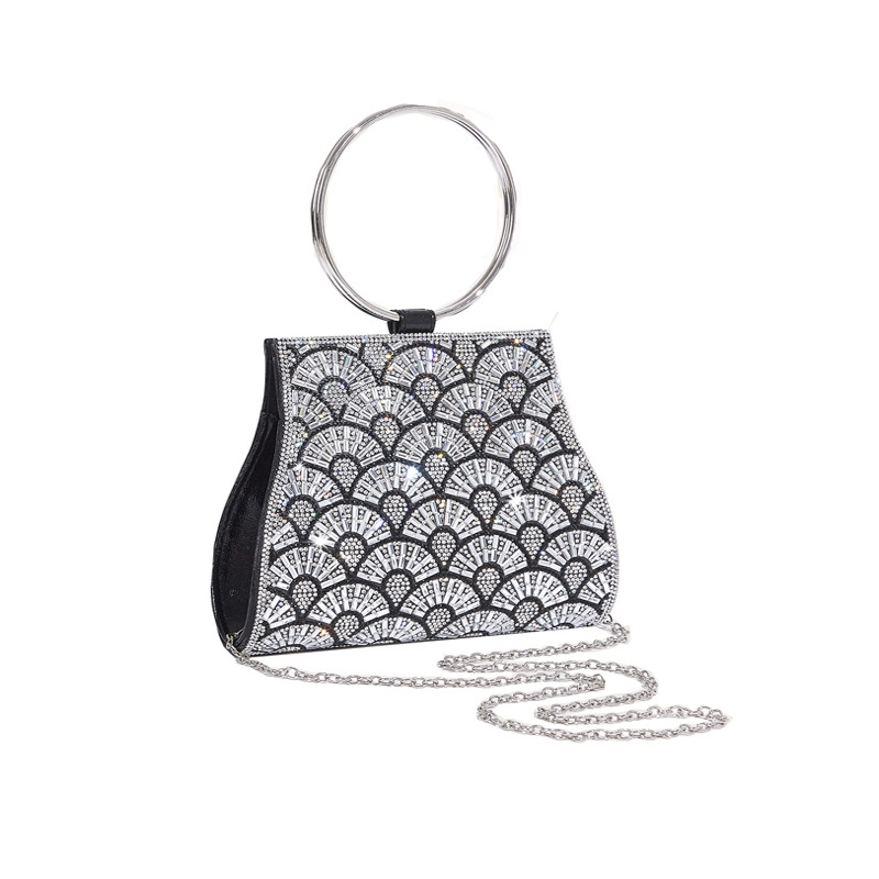 Clutch für Damen ⎜ Glitzernde Abendtasche mit Ringgriff und Strassbesatz für elegante Anlässe und Events