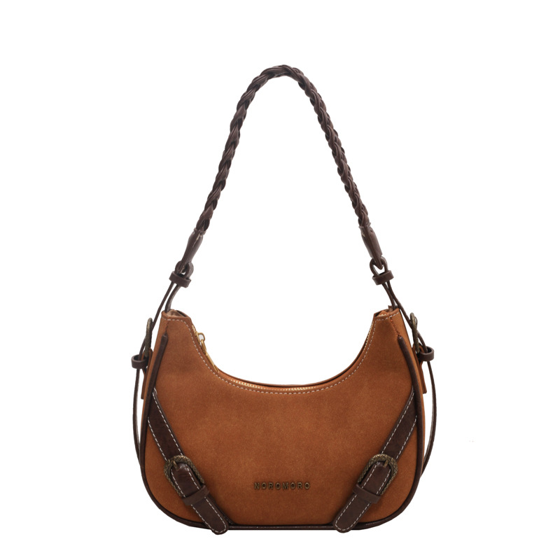 Baguette Schultertasche für Damen ⎜ Retro-Design mit kurzem Trageriemen und stilvollen Schnallendetails