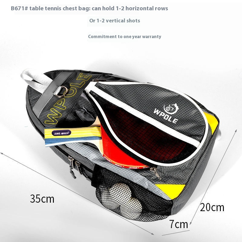 Sportliche Umhängetasche für Tischtennis ⎜ Leichte Brusttasche mit Flaschenfach für Training und Freizeit